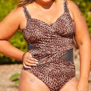 Ruby Ribbon Palm Beach One-Piece Swimsuit Leopard Print Style 1902 22